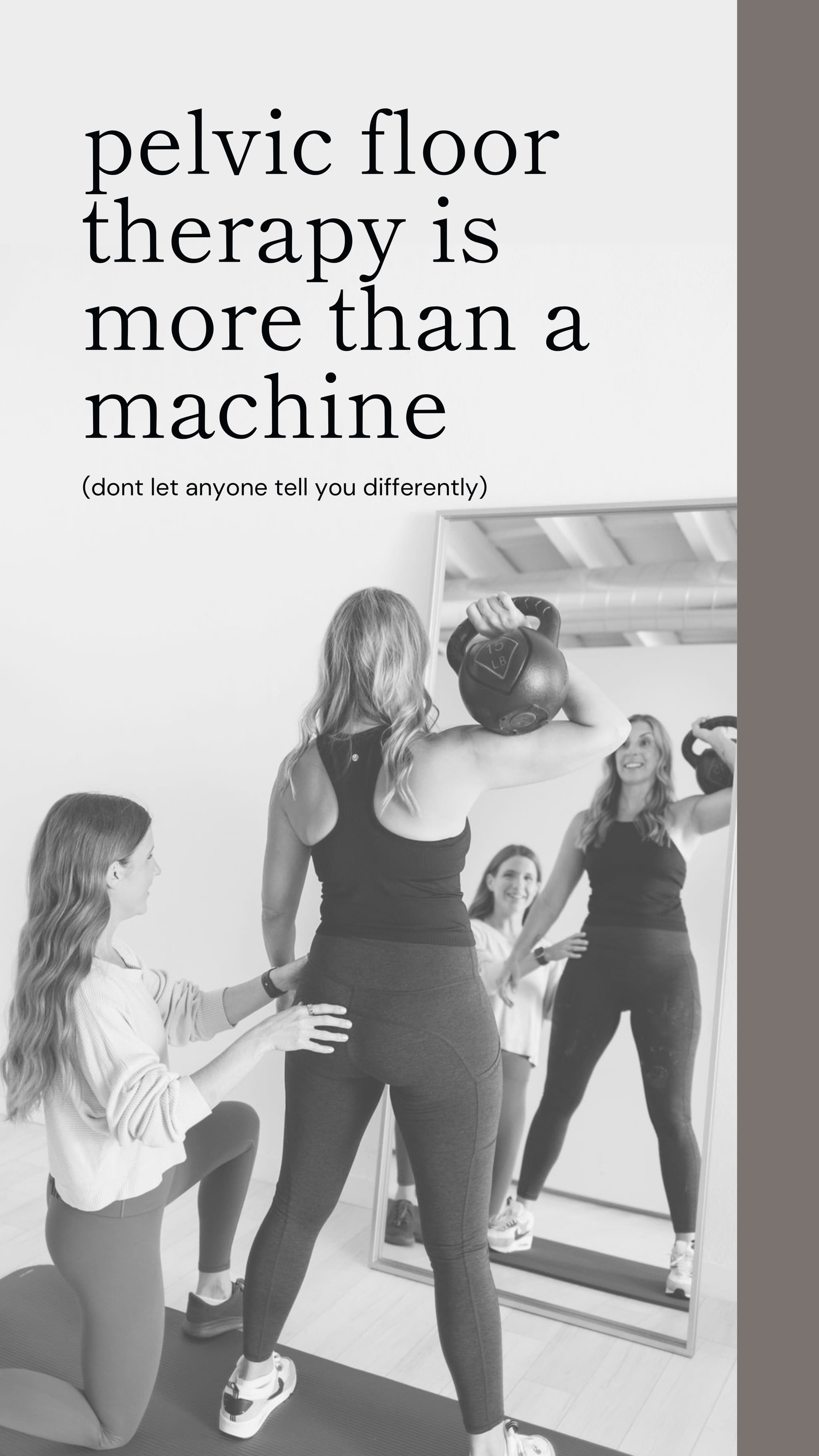 This is a cover photo for an instagram reel that talks about pelvic floor therapy benefits that is not done by a machine.